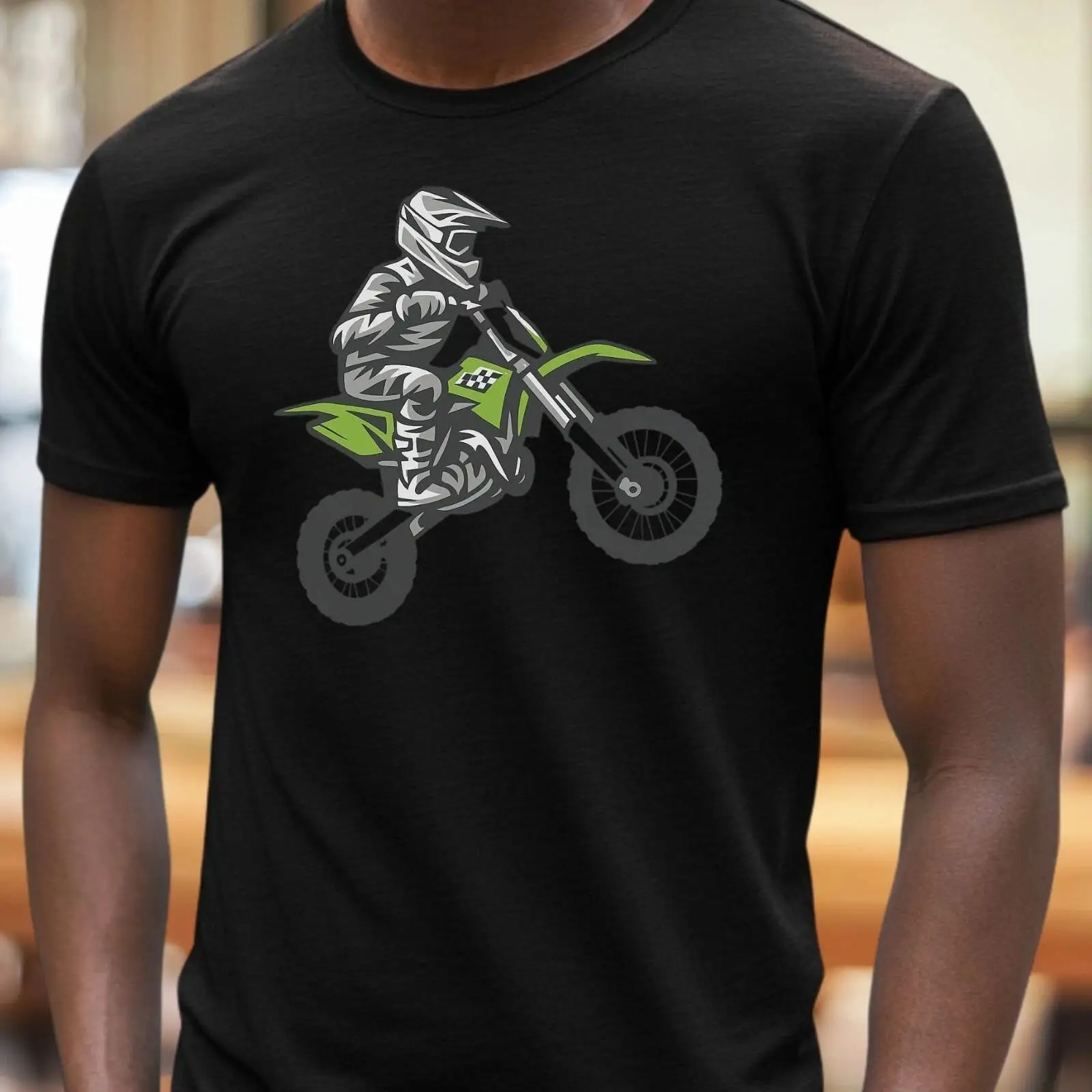 Vintage Fashion Herren - T-shirt Homme Enfant Motocross Motif Coton
