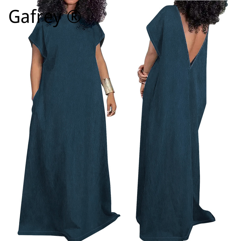 Vintage Fashion Outfit - Robe longue en jean pour femmes