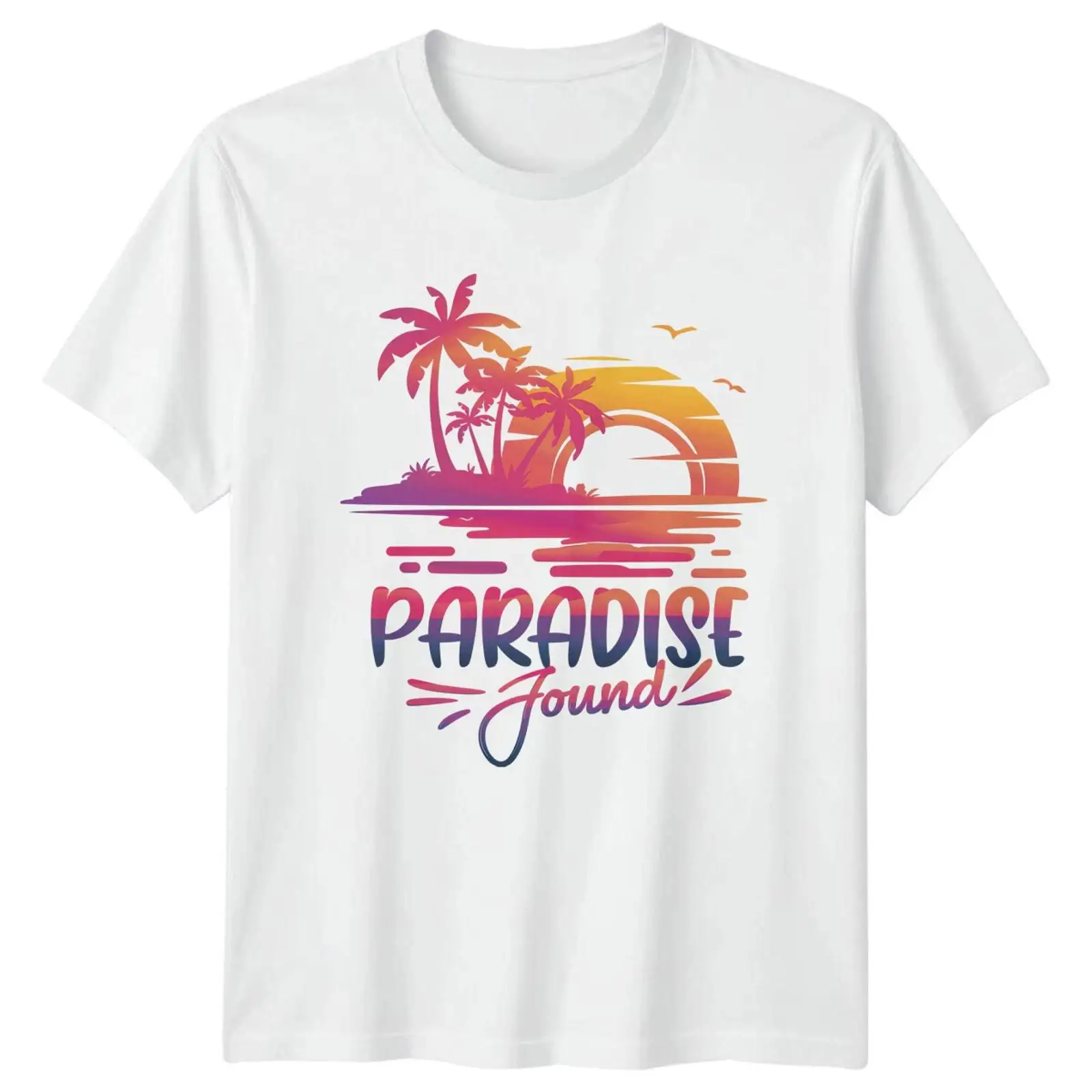 Vintage Fashion Herren - Paradise Found Beach Travel T-shirt homme,