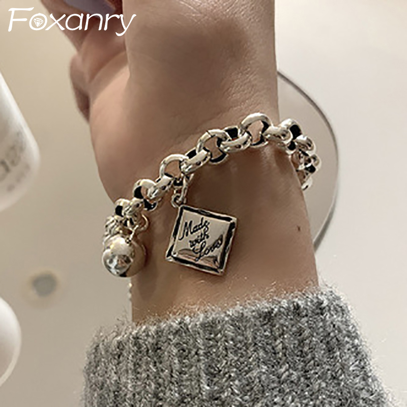 Vintage Fashion Tags - FOXANRY anglais lettre étiquette Punk Brcacelet