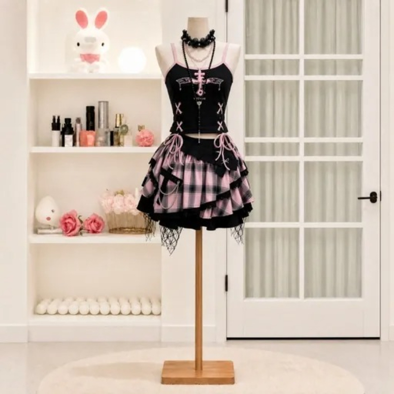 Vintage Fashion Outfit - Ensemble jupe vintage Y2K Dark Sweet