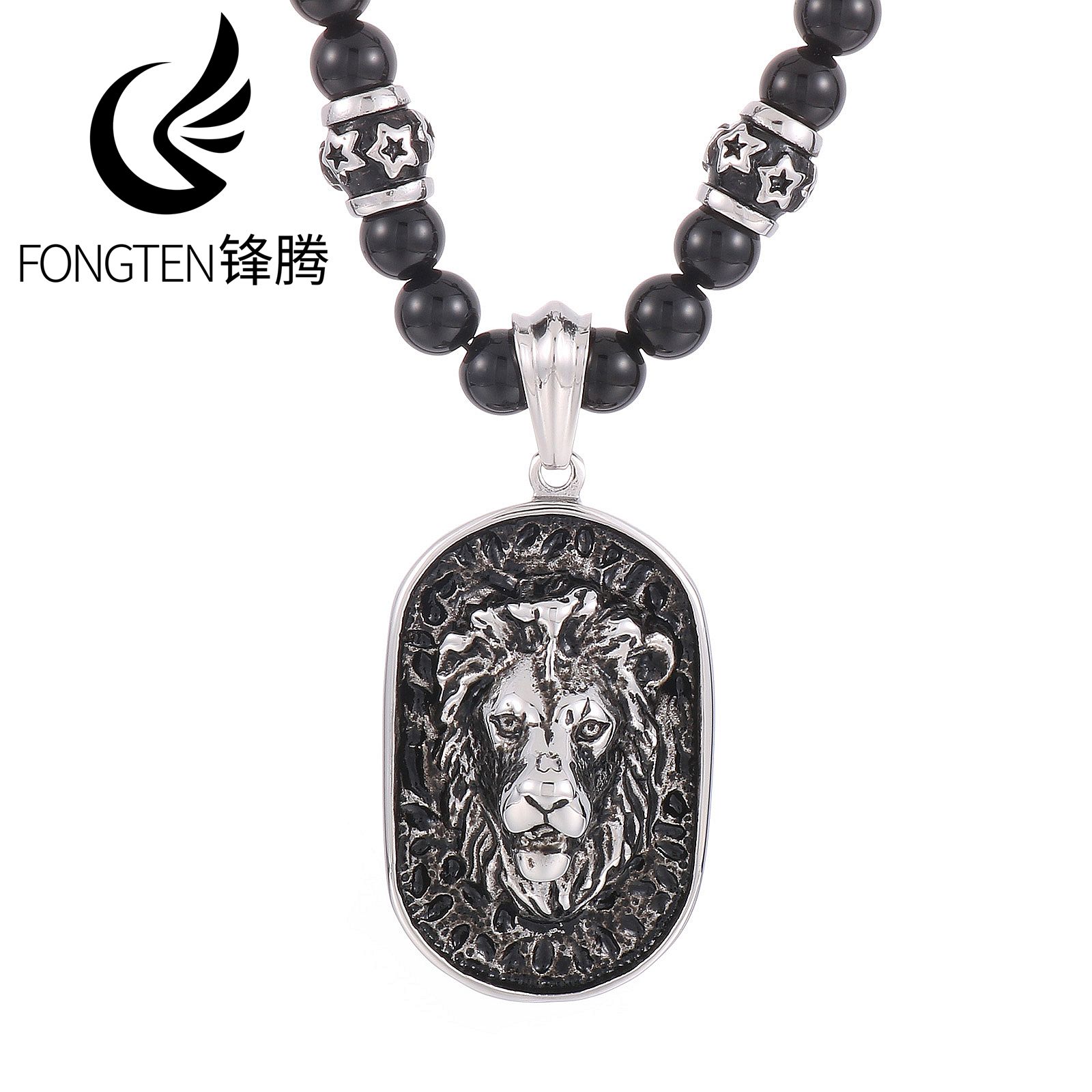 Vintage Fashion Tags - Fongten puissant Lion étiquette collier en