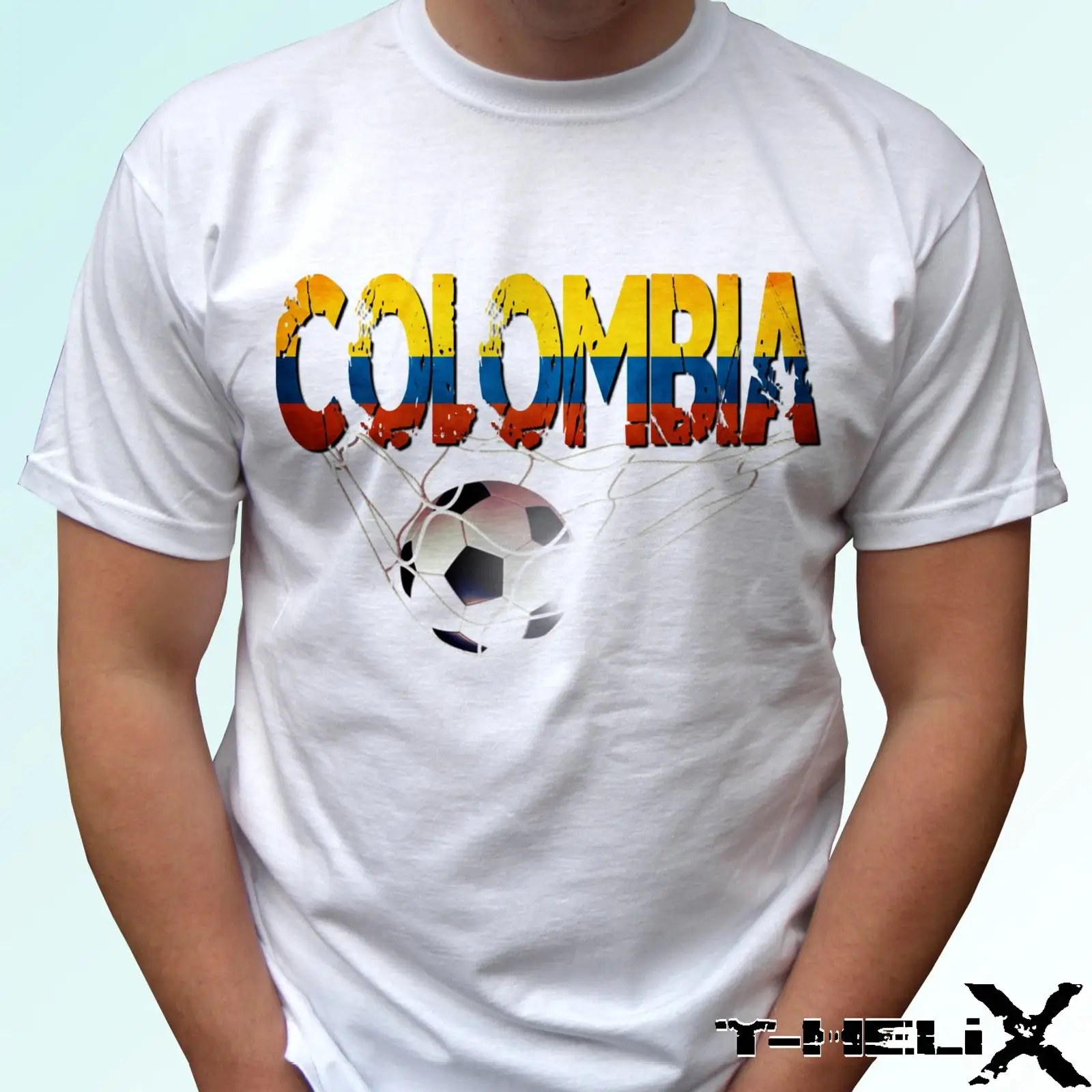 Vintage Fashion Herren - T-shirt blanc avec drapeau de football