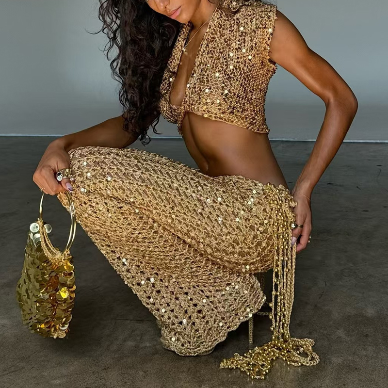 Vintage Fashion Outfit - Ensemble de fête à paillettes pour