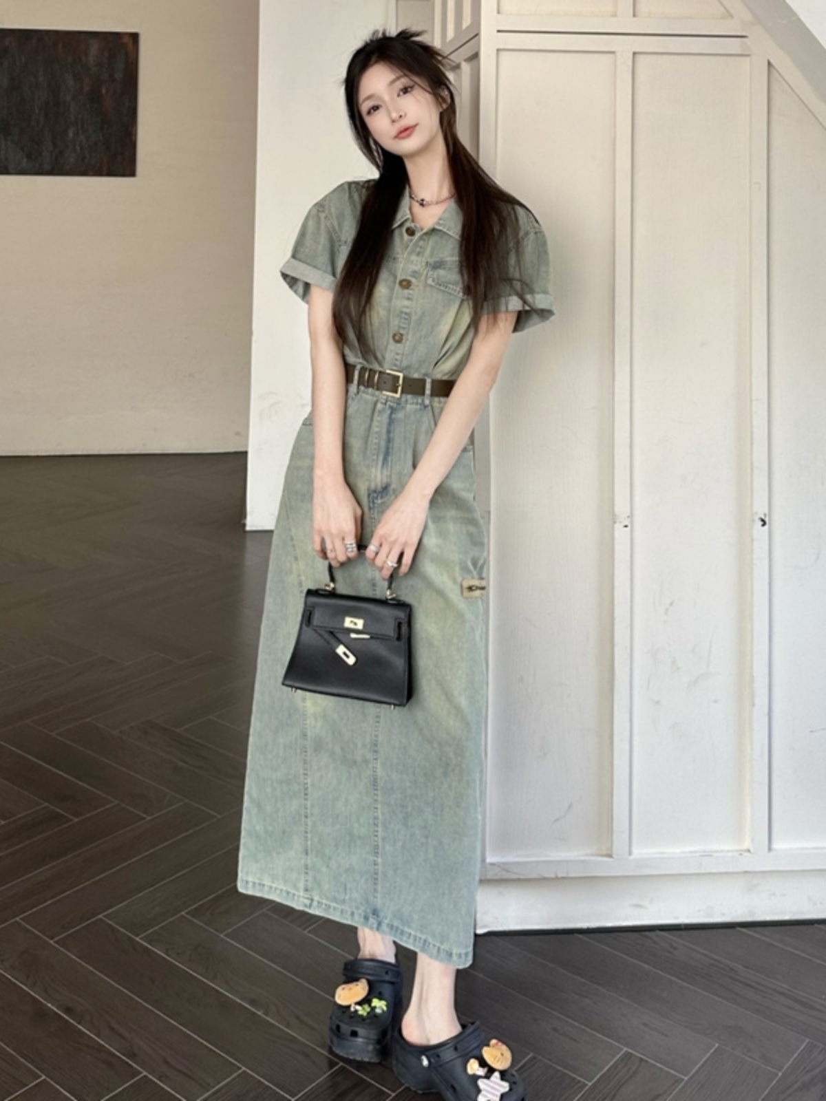 Denim Skirt Midi Vintage - Jupe midi vintage américaine en jean