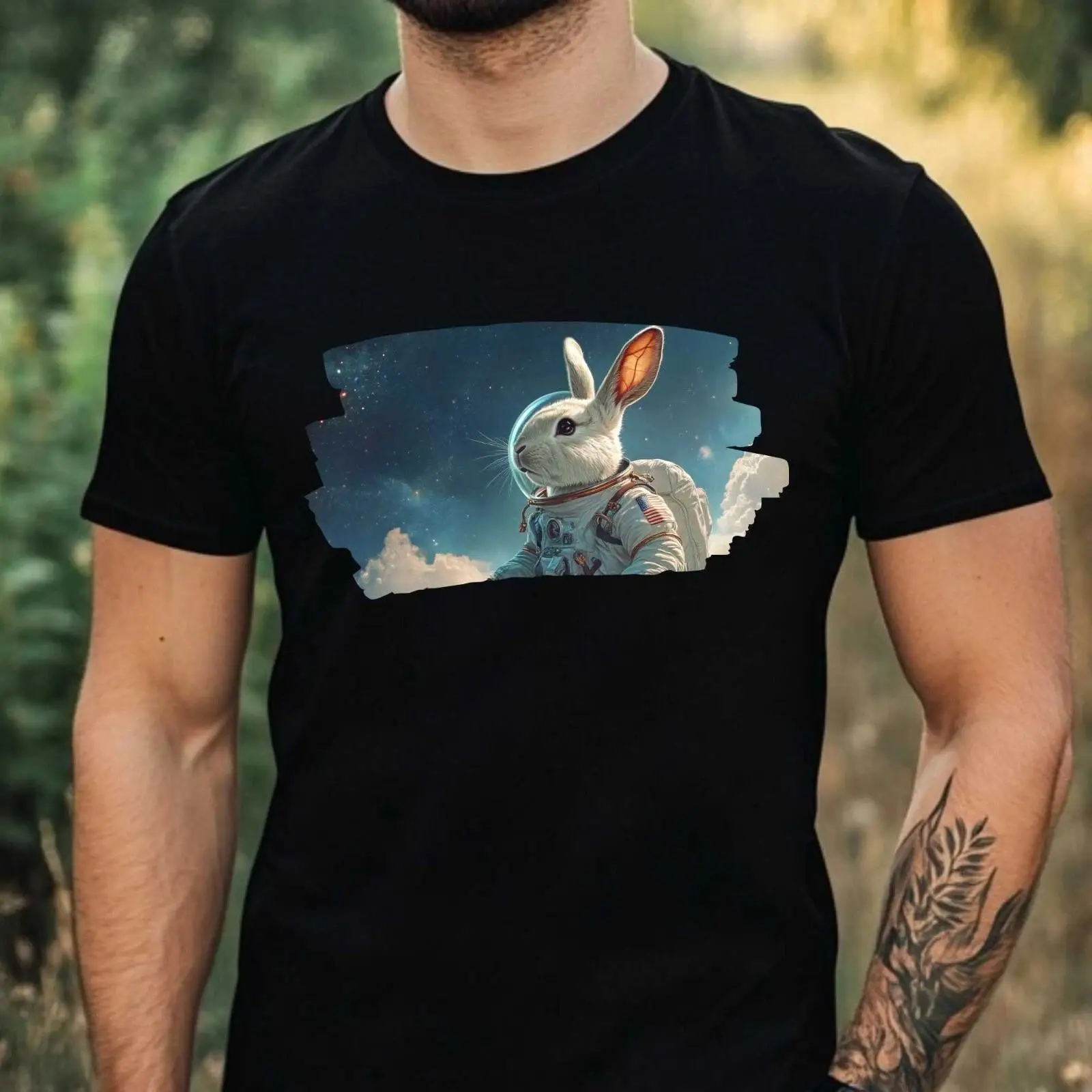 Vintage Fashion Herren - T-shirt homme motif lapin astronaute en