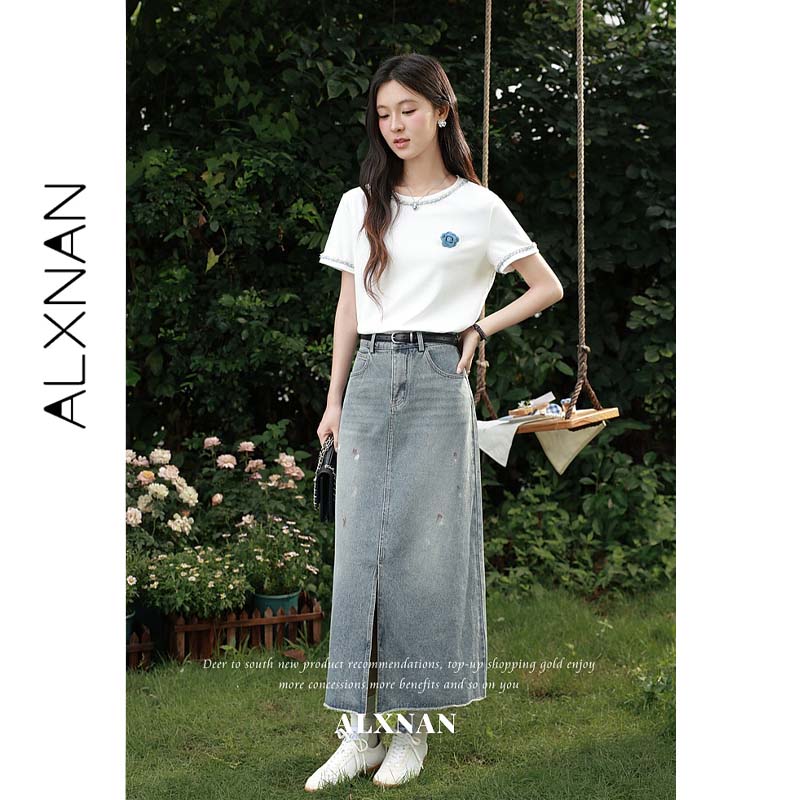 Jupe longue décontractée ALXNA - Denim Skirt Midi Vintage avis et prix