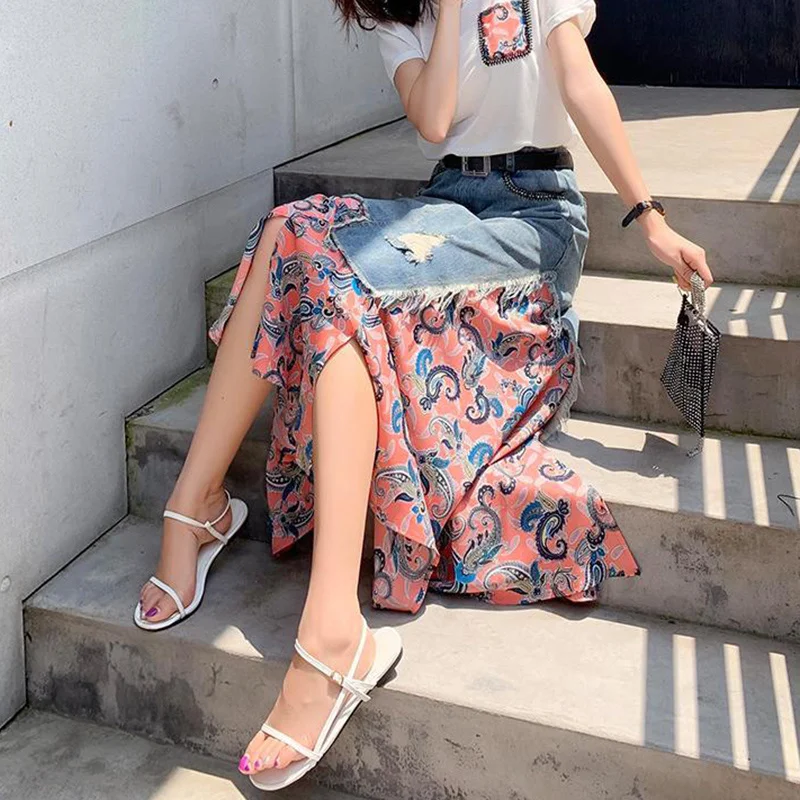 Été taille haute jupes longues - Denim Skirt Midi Vintage avis et prix