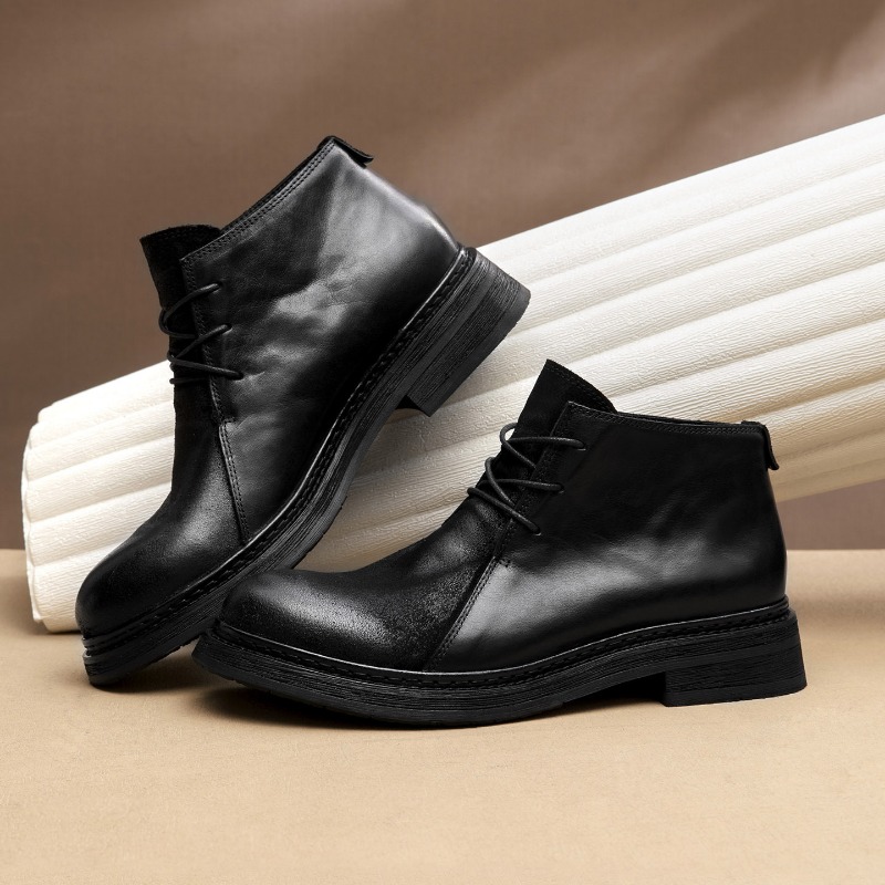 Bottes en cuir véritable vinta - Vintage Fashion For Men avis et prix