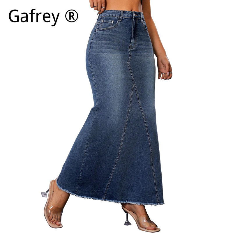 Jupe en jean mi-longue pour fe - Denim Skirt Midi Vintage avis et prix