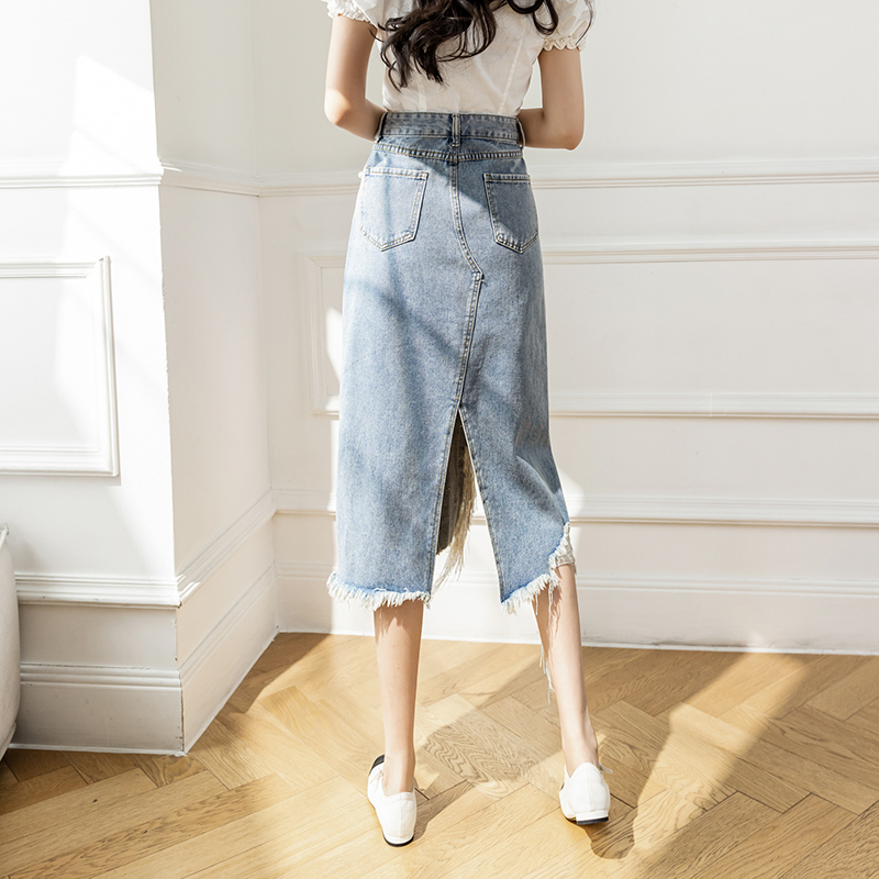 Vintage S-5XL Split Pearl Bead - Denim Skirt Midi Vintage avis et prix