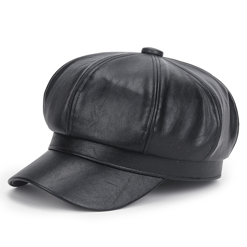 Chapeau d'hiver en cuir PU noi - Vintage Fashion Hats avis et prix