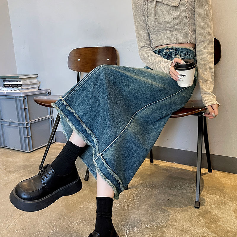 Jupes Femme Midi Mode Taille H - Denim Skirt Midi Vintage avis et prix