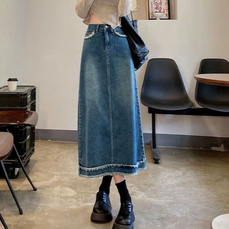 Jupes Femme Midi Mode Taille H - Denim Skirt Midi Vintage avis et prix