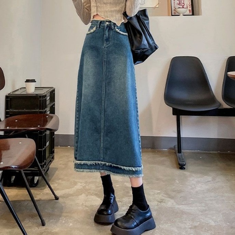 Jupes Femme Midi Mode Taille H - Denim Skirt Midi Vintage avis et prix