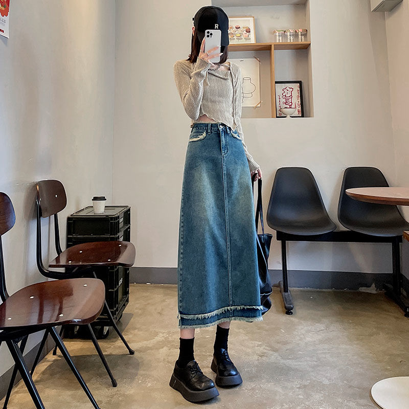 Jupes Femme Midi Mode Taille H - Denim Skirt Midi Vintage avis et prix