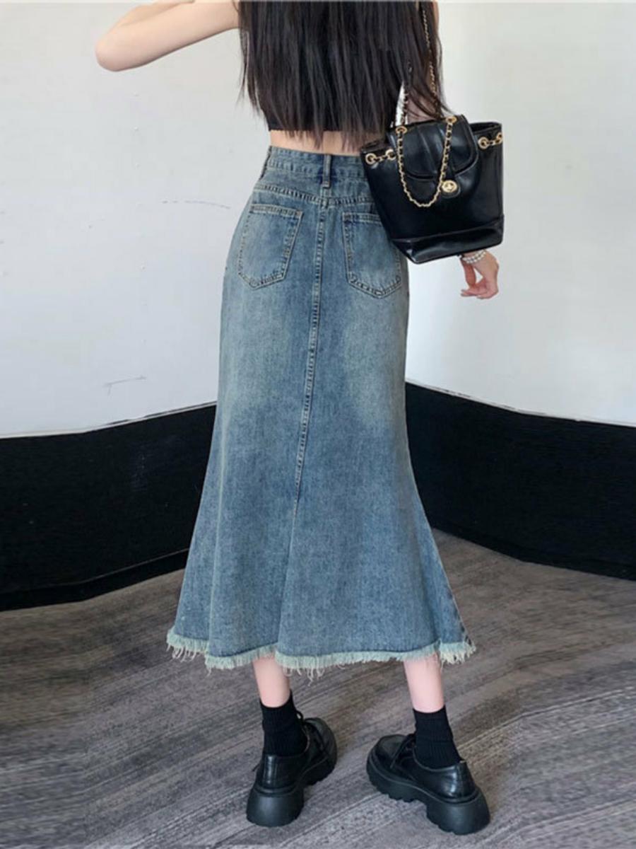 Jupe midi en jean pour femme,  - Denim Skirt Midi Vintage avis et prix