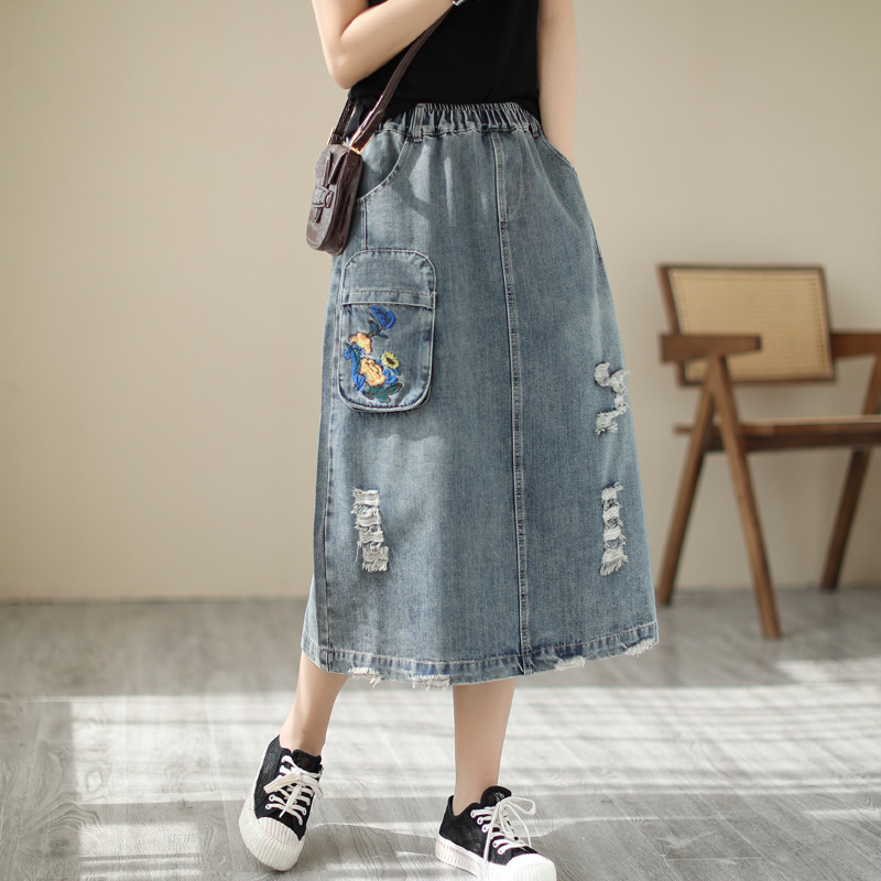Japonais Vintage Mori fille fl - Denim Skirt Midi Vintage avis et prix