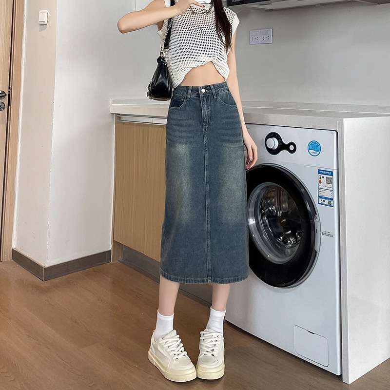 Nouvelle jupe mi-longue en jea - Denim Skirt Midi Vintage avis et prix