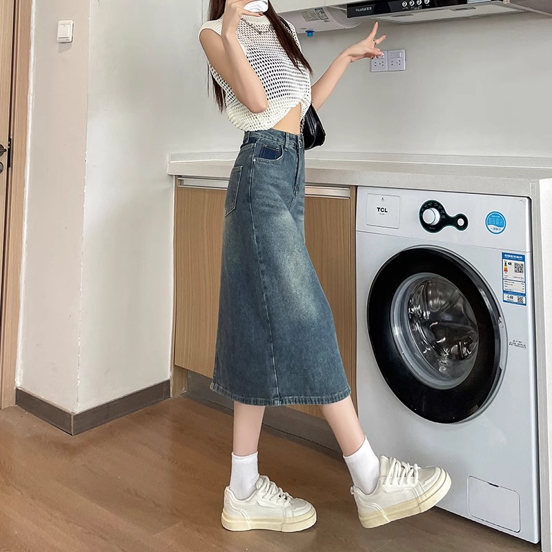 Nouvelle jupe mi-longue en jea - Denim Skirt Midi Vintage avis et prix